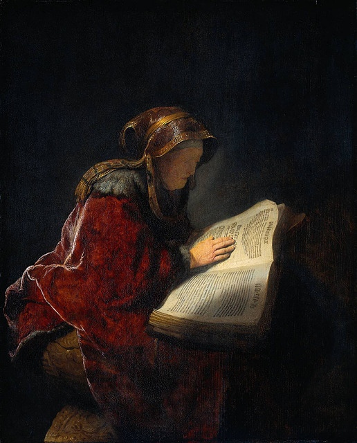 Anne la prophétesse lisant la Bible